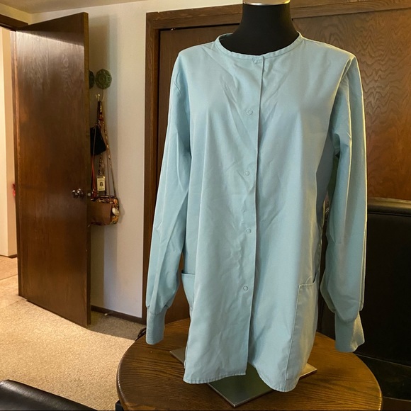 Women’s Light Blue/Green Scrub Jacket (XL - Picture 2 of 7